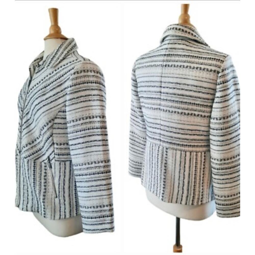 Chico's Sz. 3 (16-18) Black/Taupe/Cream Fully Lined Zippered Jacket Plus size - Picture 13 of 13